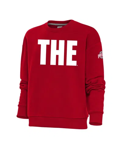 Antigua Women's Scarlet Ohio State Buckeyes Victory The Crewneck Pullover Sweatshirt