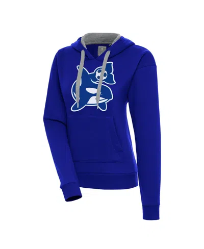 Antigua Women's Seattle Sounders Fc Orca Logo Kangaroo-pocket Pullover Hoodie In Blue