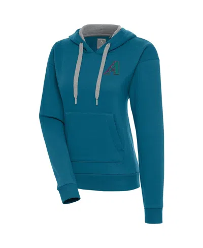 Antigua Women's Teal Arizona Diamondbacks Cooperstown Victory Pullover Hoodie In Blue