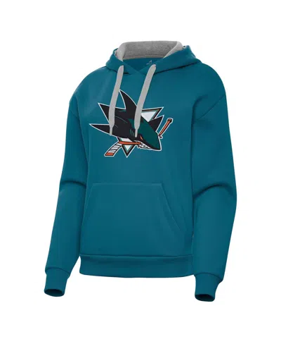 Antigua Women's Teal San Jose Sharks Victory Pullover Hoodie In Green