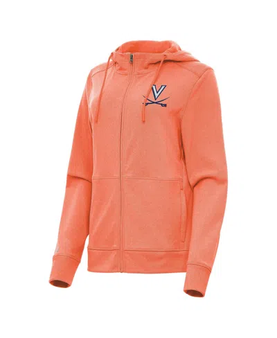 Antigua Women's Virginia Cavaliers Seeker Full-zip Hoodie In Heather Orange