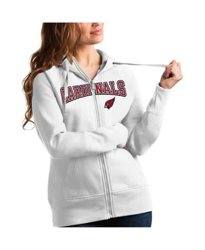 Antigua Women's White Arizona Cardinals Wordmark Victory Full-zip Hoodie