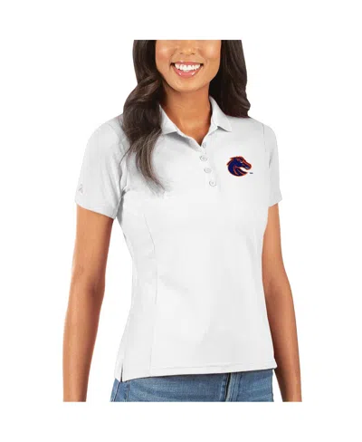 Antigua Women's White Boise State Broncos Legacy Pique Polo Shirt In Yellow