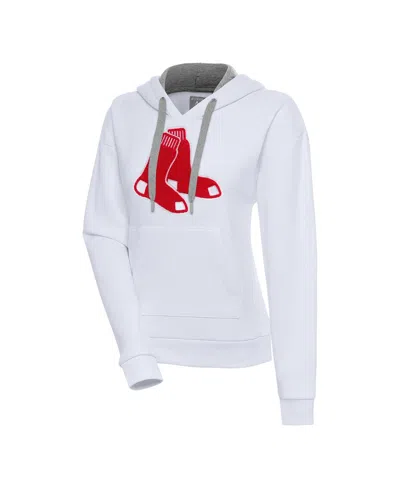 Antigua Women's White Boston Red Sox Victory Pullover Hoodie In Black