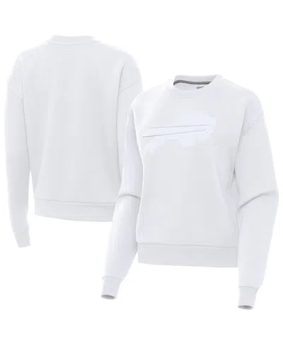 Antigua Women's White Buffalo Bills Victory Pullover Sweatshirt In Gray