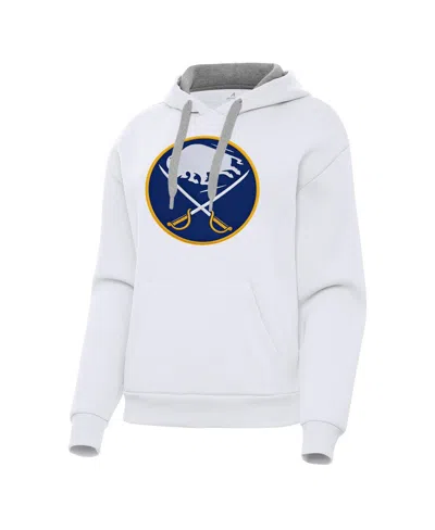 Antigua Women's White Buffalo Sabres Victory Pullover Hoodie In Blue