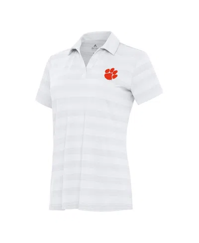 Antigua Women's White Clemson Tigers Tunnel Polo Shirt