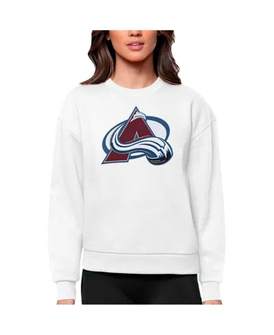 Antigua Women's White Colorado Avalanche Primary Logo Team Logo Victory Crewneck Pullover Sweatshirt