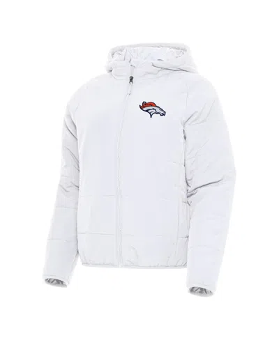 Antigua Women's White Denver Broncos Universe Full-zip Hoodie Jacket