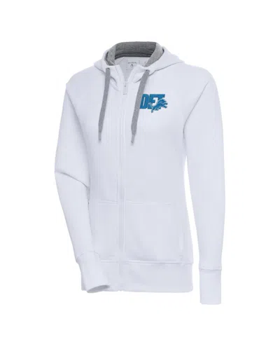 Antigua Women's White Detroit Lions Victory Full-zip Hoodie