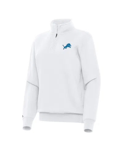 Antigua Women's White Detroit Lions Victory Quarter-zip Sweatshirt