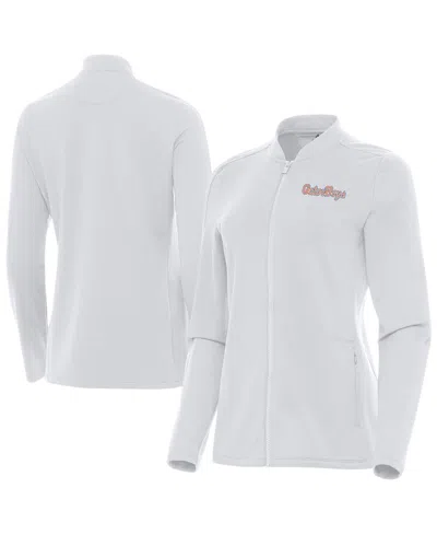 Antigua Women's White Florida Gators Gatorboys Continual Full-zip Jacket In Neutral