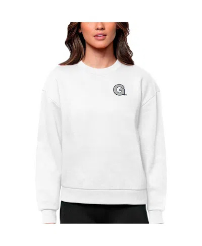 Antigua Women's White Georgetown Hoyas Logo Victory Crewneck Pullover Sweatshirt In Multi