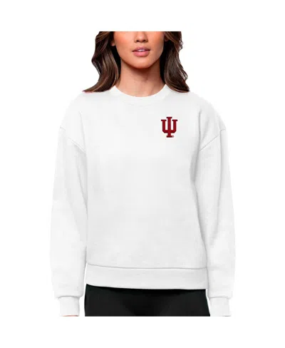 Antigua Women's White Indiana Hoosiers Logo Victory Crewneck Pullover Sweatshirt