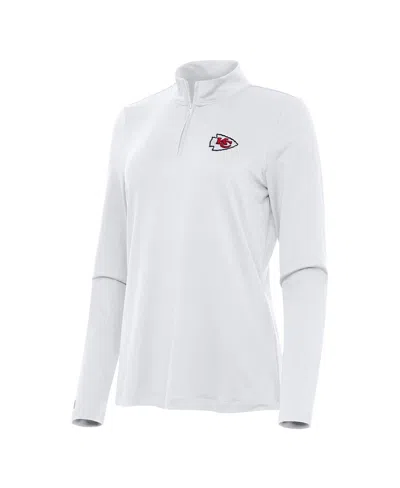 Antigua Women's White Kansas City Chiefs Reprocess Quarter-zip Top