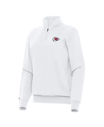 Antigua Women's White Kansas City Chiefs Victory Quarter-zip Top
