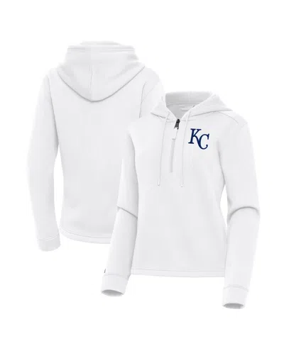 Antigua Women's White Kansas City Royals Contemporary Quarter-zip Hoodie