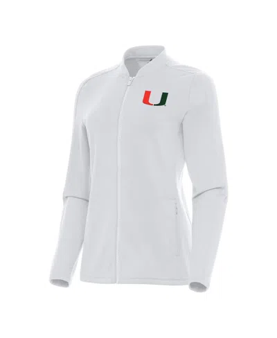 Antigua Women's White Miami Hurricanes Continual Full-zip Jacket