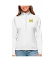 Antigua Women's White Michigan Wolverines Tribute Quarter-zip Pullover Top In White