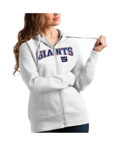 Antigua Women's White New York Giants Wordmark Victory Full-zip Hoodie