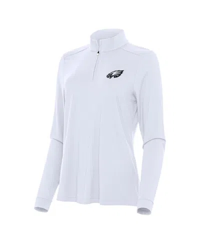 Antigua Women's White Philadelphia Eagles Intent Quarter-zip Sweatshirt