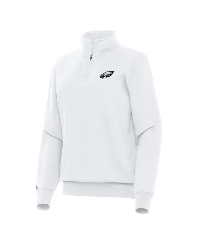 Antigua Women's White Philadelphia Eagles Victory Quarter-zip Sweatshirt