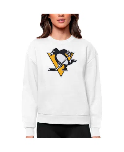 Antigua Women's White Pittsburgh Penguins Primary Logo Team Logo Victory Crewneck Pullover Sweatshirt