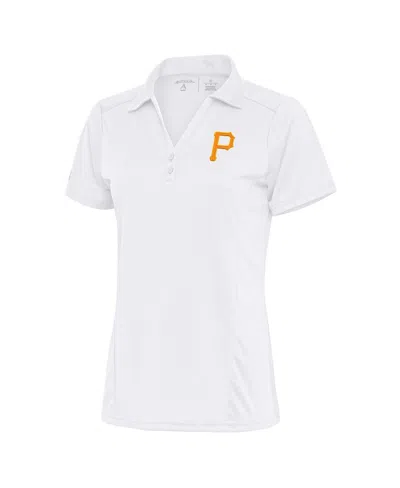Antigua Women's White Pittsburgh Pirates Logo Tribute Polo Shirt