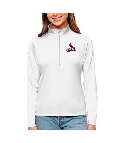 Antigua Women's White St. Louis Cardinals Tribute Quarter-zip Pullover Top