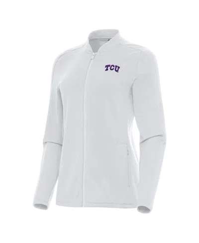 Antigua Women's White Tcu Horned Frogs Continual Full-zip Jacket