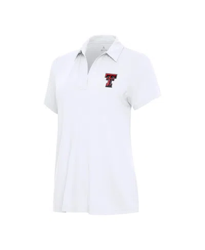 Antigua Women's White Texas Tech Red Raiders Era V-neck Polo Shirt
