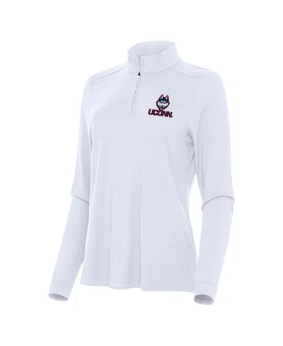 Antigua Women's White Uconn Huskies Intent Quarter-zip Sweatshirt