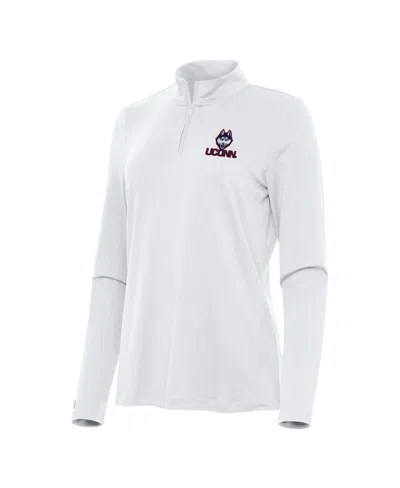 Antigua Women's White Uconn Huskies Reprocess Quarter-zip Sweatshirt