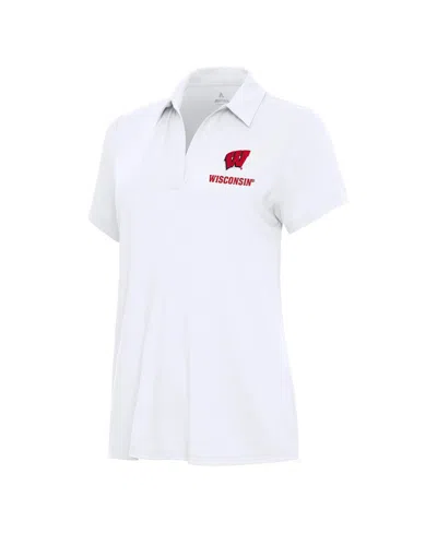 Antigua Women's White Wisconsin Badgers Era Polo Shirt