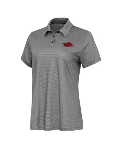 Antigua Women's White/black Arkansas Razorbacks Rings Polo Shirt In Gray