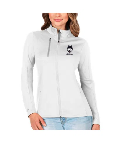 Antigua Women's White/silver Uconn Huskies Generation Full-zip Jacket In White,silver