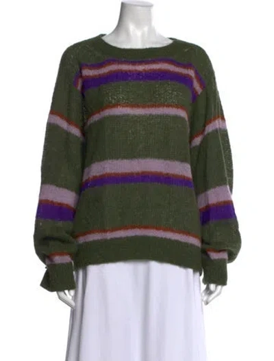 Pre-owned Antik Batik Alpaca Striped Sweater In Green
