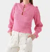 Antik Batik Anna Smocked Blouse In Indian Pink In Multi