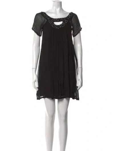 Pre-owned Antik Batik Asymmetrical Mini Dress In Black