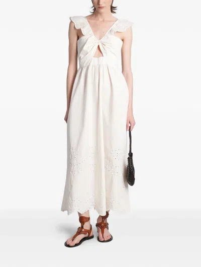 Antik Batik Baby Broderie-anglaise Ruffled Midi Dress In Neutral