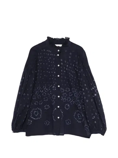 Antik Batik Bandini Ruffled-collar Blouse In Black