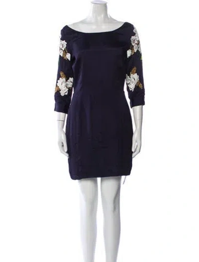 Pre-owned Antik Batik Bateau Neckline Mini Dress In Blue