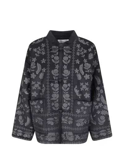 Antik Batik Bertille Floral-embroidered Jacket In Gray