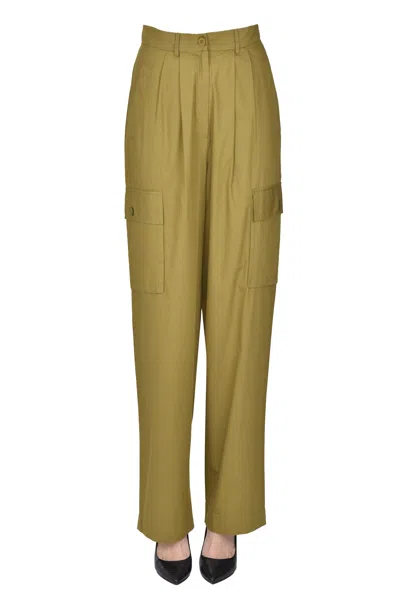 Antik Batik Cargo Cotton Trousers In Green