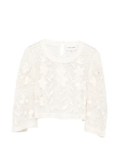 Antik Batik Carioca Floral-lace Blouse In Brown