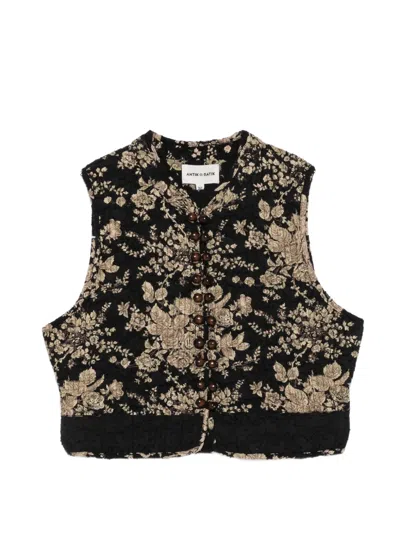 Antik Batik Cinzo Floral-print Quilted Gilet In Brown