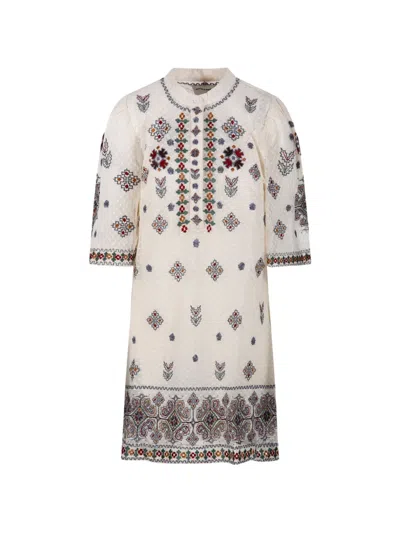 Antik Batik Danae Embroidered Pointelle-knit Mini Dress In White