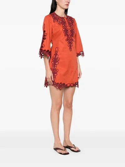 Antik Batik Deva Cut-out Mini Dress In Orange