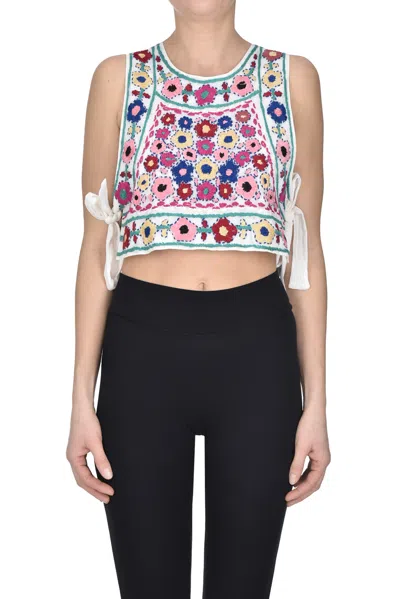 Antik Batik Embroidered Cropped Tank Top In Multi