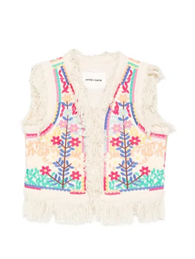 Antik Batik Embroidered Fringed Vest In Neutral